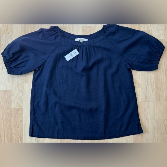 NWT Loft Linen Blend Puff Sleeve Top Small - Picture 2 of 11